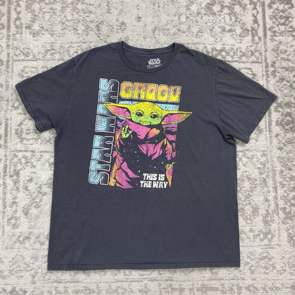 Mad Engine Star Wars T-Shirt Men’s Gray Charcoal Grogu Baby Graphic Size XL - Picture 1 of 6